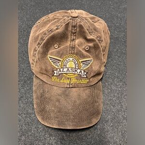 Vintage Alaska Bush Pilot "The Last Frontier" Brown Washed Cotton Dad Hat